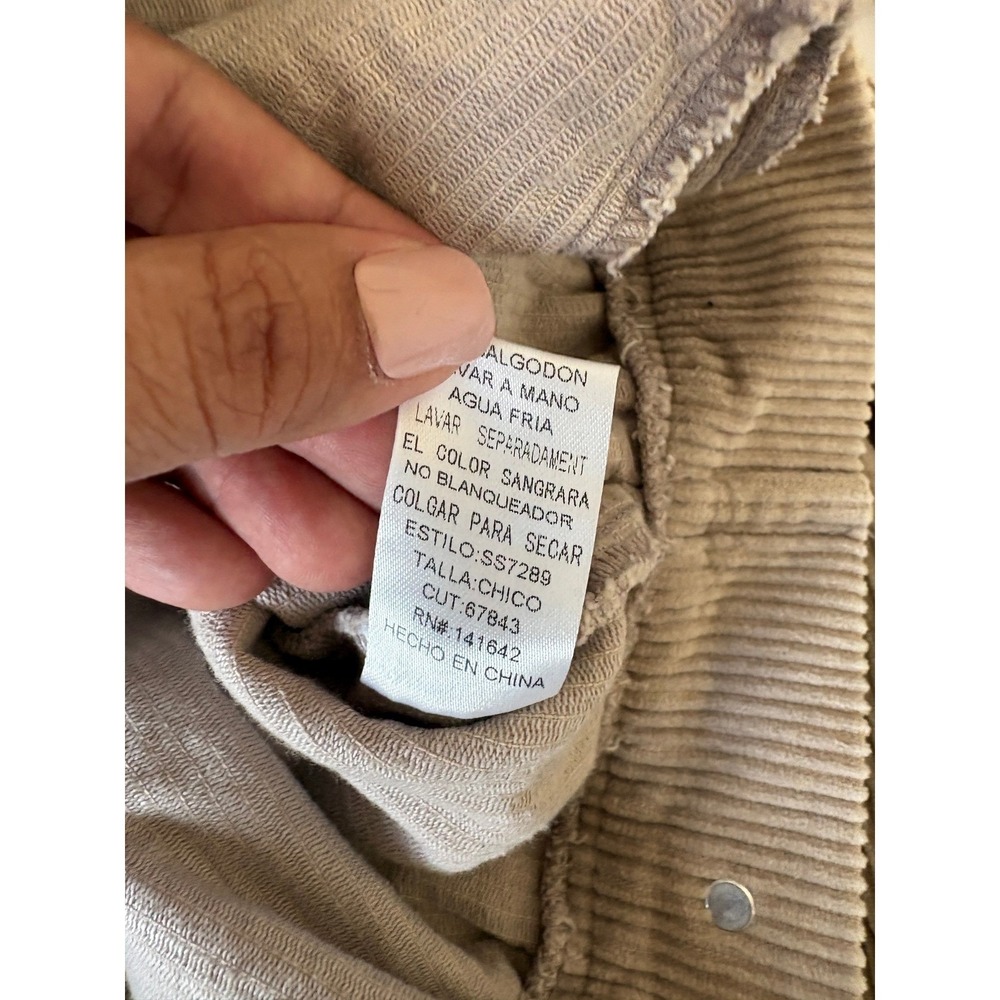 She + Sky Tan Corduroy Cropped Jacket Pleated Puff Sleeve Beige Womens Small - Picture 8 of 9